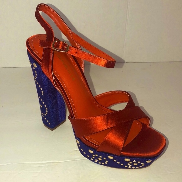 Orange Studded Heels - Picture 6 of 8